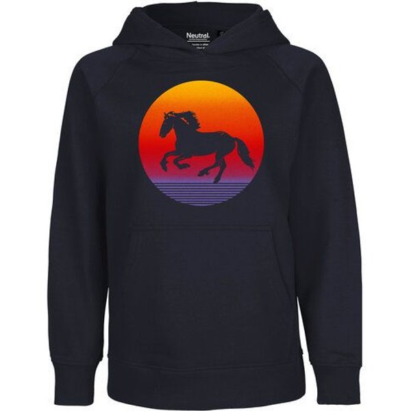 HANDGEDRUCKT "Sunsethorse" Kinder Hoody Neutral