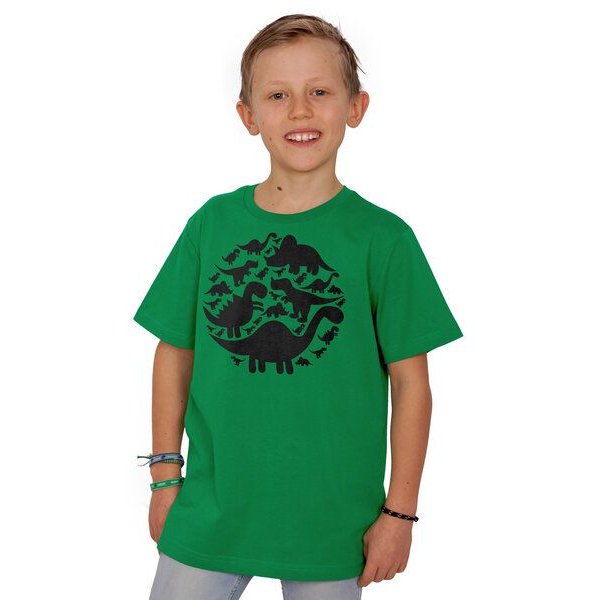 HANDGEDRUCKT "Dinos" Unisex Kinder T-Shirt Earth Positive