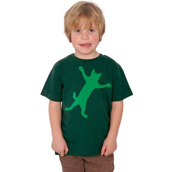 HANDGEDRUCKT "Klammerkatze" Unisex Kinder T-Shirt Earth Positive