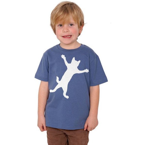 HANDGEDRUCKT "Klammerkatze" Unisex Kinder T-Shirt Earth Positive