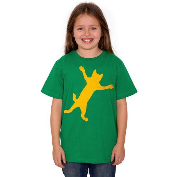 HANDGEDRUCKT "Klammerkatze" Unisex Kinder T-Shirt Earth Positive