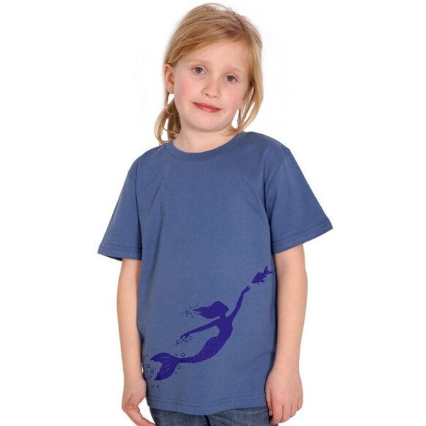 HANDGEDRUCKT "Meerjungfrau" Unisex Kinder T-Shirt Earth Positive
