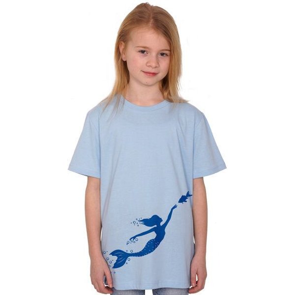 HANDGEDRUCKT "Meerjungfrau" Unisex Kinder T-Shirt Earth Positive