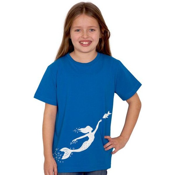 HANDGEDRUCKT "Meerjungfrau" Unisex Kinder T-Shirt Earth Positive
