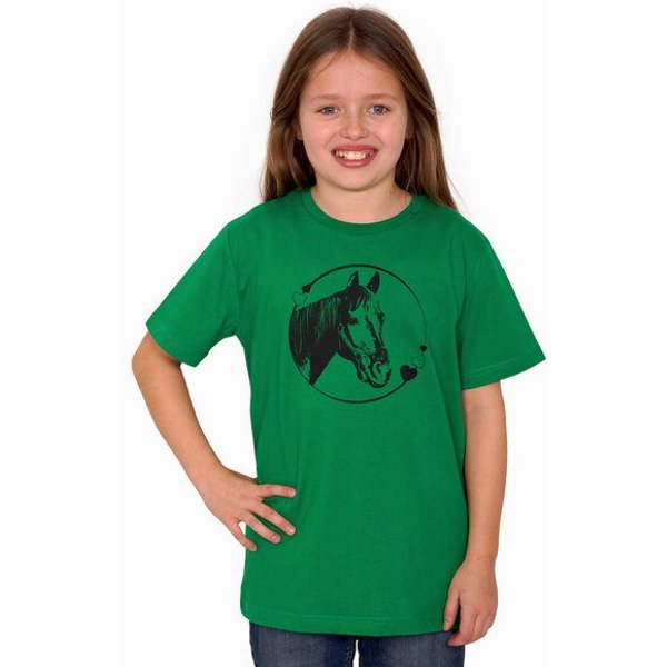 HANDGEDRUCKT "Pferdeliebe" Unisex Kinder T-Shirt Earth Positive