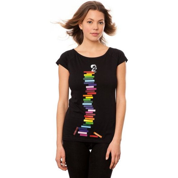 FellHerz Damen Raglan T-Shirt Books Girl aus 100% Biobaumwolle