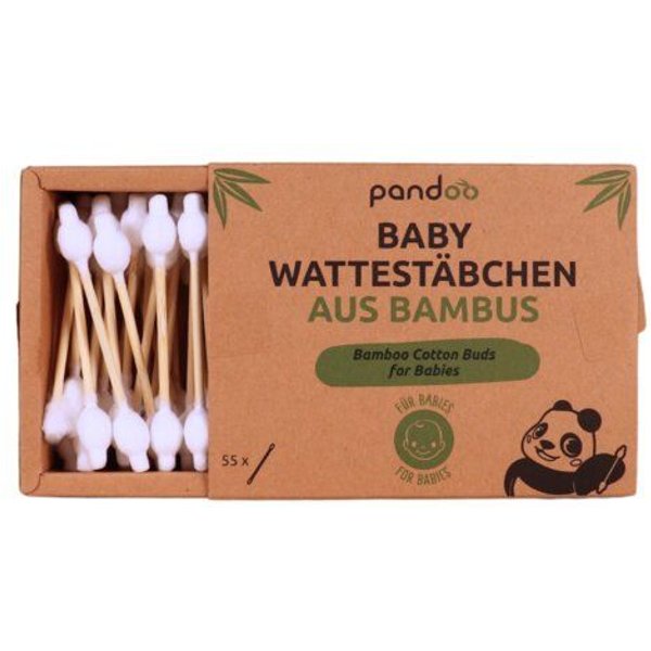 pandoo 4er Pack Bambus Wattestäbchen für Babys