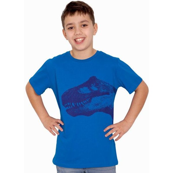 HANDGEDRUCKT "T-Rex" Unisex Kinder T-Shirt Earth Positive