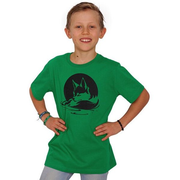 HANDGEDRUCKT "Wolf" Unisex Kinder T-Shirt Earth Positive