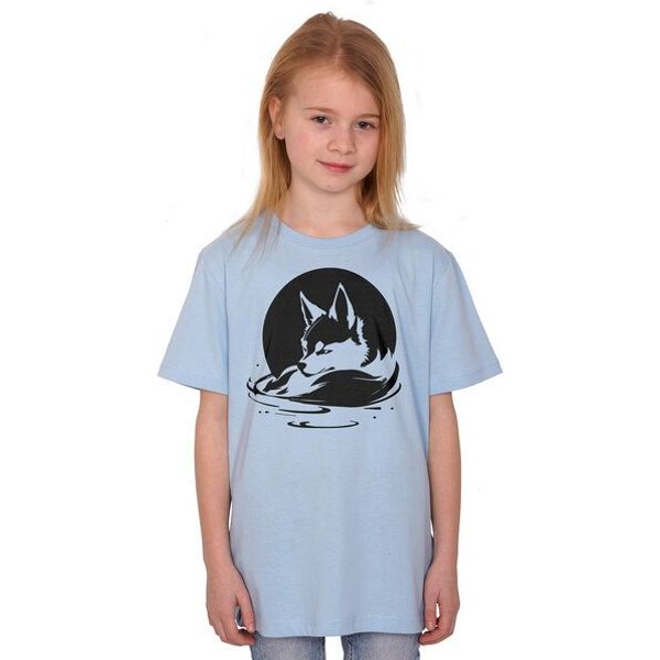 HANDGEDRUCKT "Wolf" Unisex Kinder T-Shirt Earth Positive