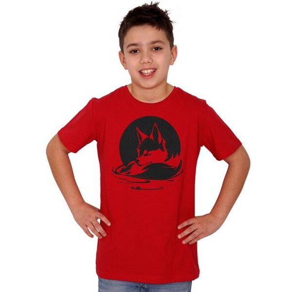 HANDGEDRUCKT "Wolf" Unisex Kinder T-Shirt Earth Positive