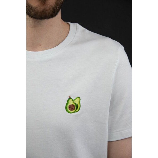 sticknic T-Shirt mit Avocado Motiv gestickt - Minimalistische Stickerei - Auch als Geschenk
