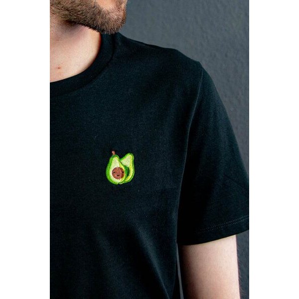 sticknic T-Shirt mit Avocado Motiv gestickt - Minimalistische Stickerei - Auch als Geschenk