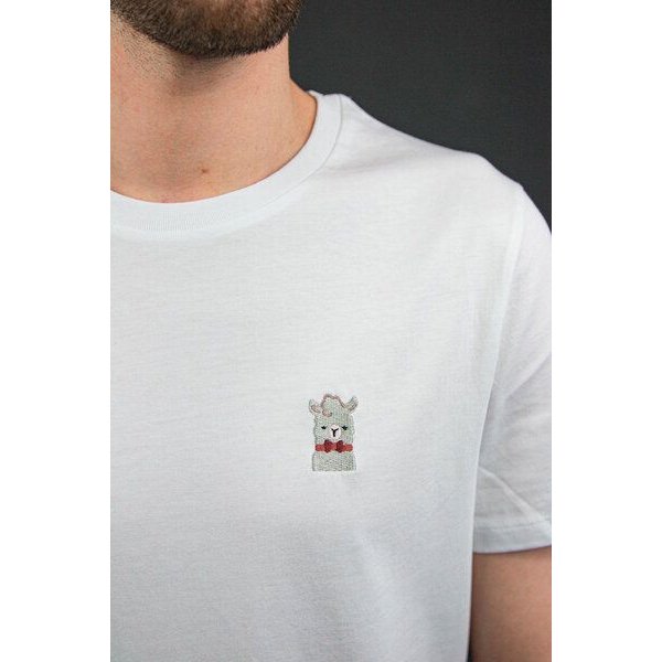 sticknic T-Shirt mit Lama Motiv gestickt - Minimalistische Stickerei- Auch als Geschenk