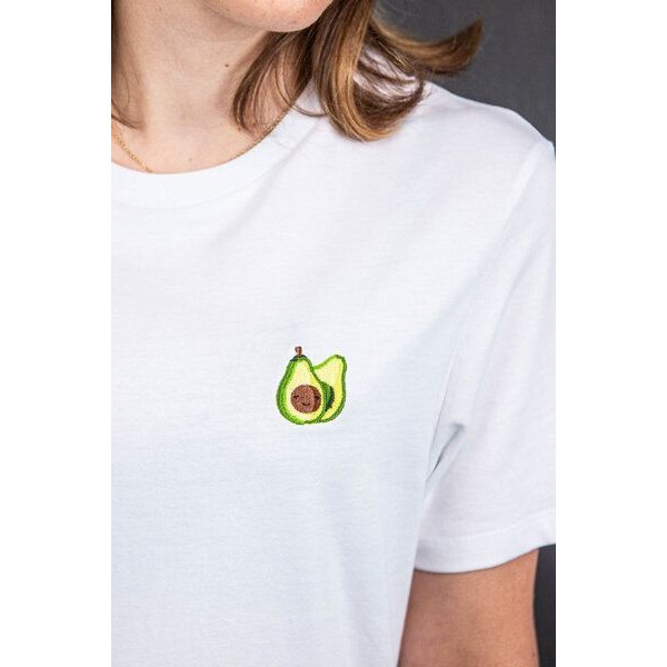 sticknic T-Shirt mit Avocado Motiv gestickt - Minimalistische Stickerei - Auch als Geschenk