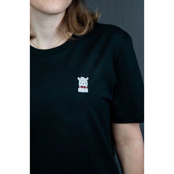 sticknic T-Shirt mit Lama Motiv gestickt - Minimalistische Stickerei - Auch als Geschenk