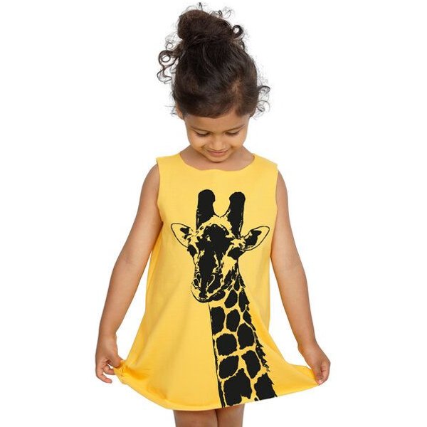 "Stefanie la Girafe" Kinder Biokleidchen HANDGEDRUCKT
