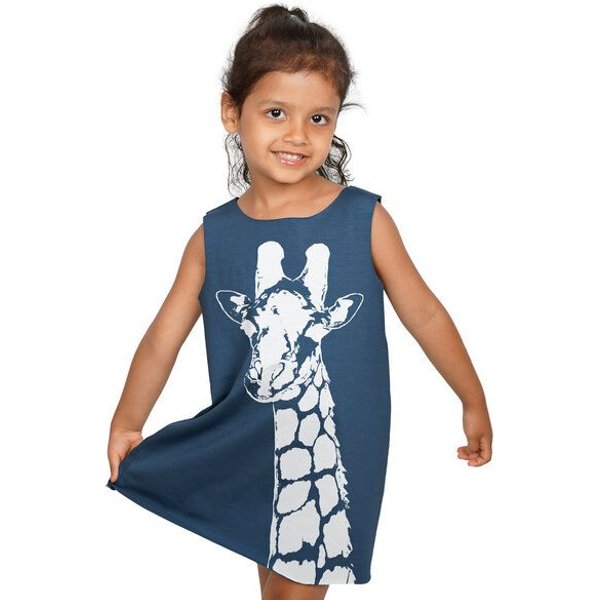 "Stefanie la Girafe" Kinder Biokleidchen HANDGEDRUCKT