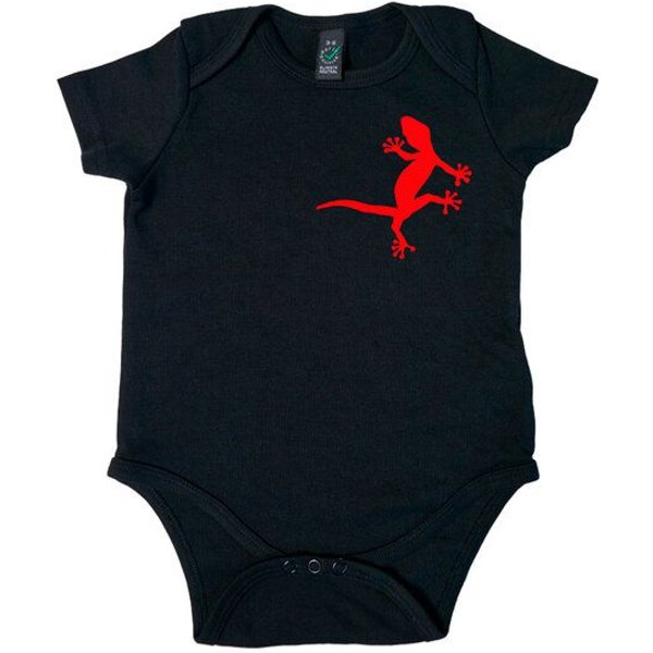 HANDGEDRUCKT "2 Geckos" Baby Body Earth Positive
