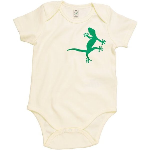 HANDGEDRUCKT "2 Geckos" Baby Body Earth Positive