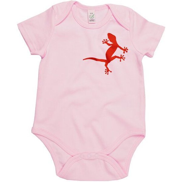 HANDGEDRUCKT "2 Geckos" Baby Body Earth Positive