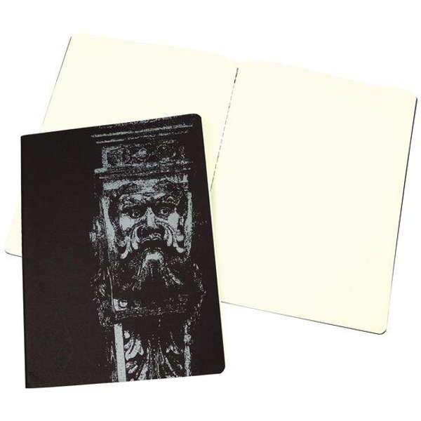 HANDGEDRUCKT "Faun" schwarzes Notizheft ca. DIN A4 blanko