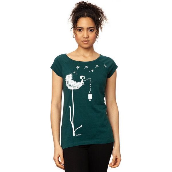 FellHerz Damen Raglan T-Shirt Pusteblume aus 100% Biobaumwolle