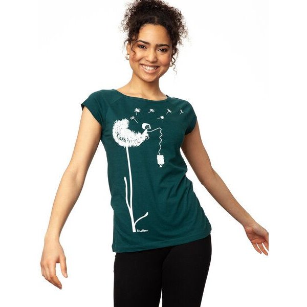 FellHerz Damen Raglan T-Shirt Pusteblume aus 100% Biobaumwolle