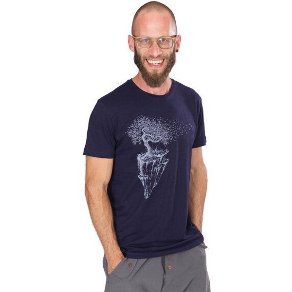 Life-Tree Shirt Men Maple Island | Navy Blue/Fern Green