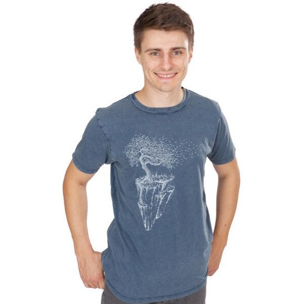 Life-Tree Organic Shirt Men Maple Island | Washed Blue