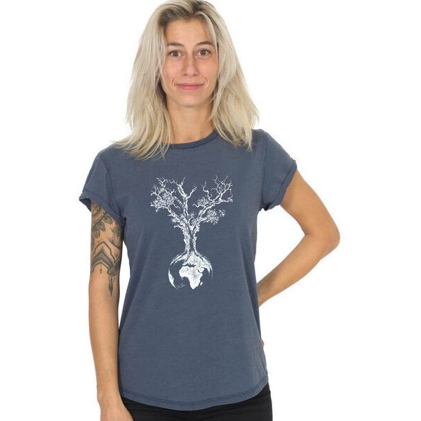Life-Tree Organic Fairwear Shirt Women Weltenbaum | Grün/Blau