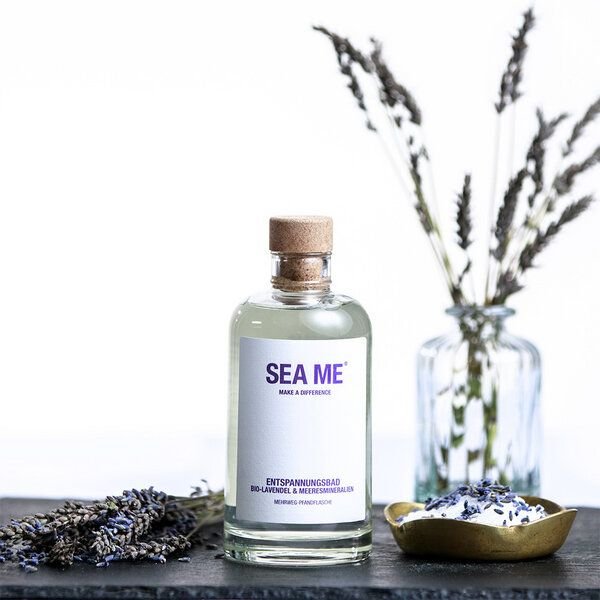 SEA ME Entspannungsbad | Bio-Lavendel & Meeresmineralien | vegan | Mehrweg-Glas 250 ml
