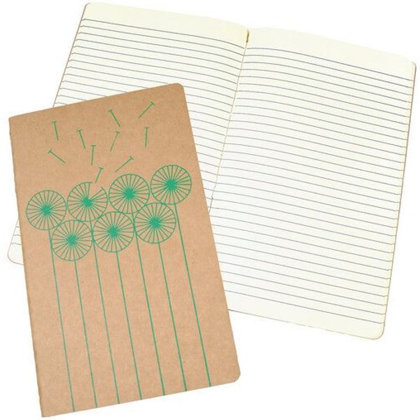 HANDGEDRUCKT "Pusteblume" naturfarbenes Notizheft ca. DIN A5