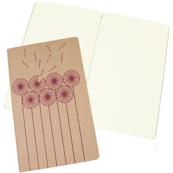 HANDGEDRUCKT "Pusteblume" naturfarbenes Notizheft ca. DIN A5
