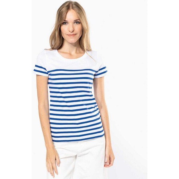 YTWOO Nachhaltiges Damen-T-Shirt mit Rundhalsausschnitt im Marine-Stil