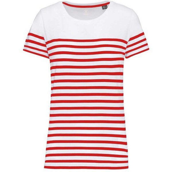 YTWOO Nachhaltiges Damen-T-Shirt mit Rundhalsausschnitt im Marine-Stil