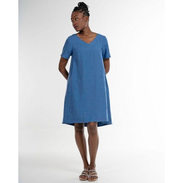 Alma & Lovis Legeres Kleid mit V-Ausschnitt aus reinem Leinen | Linen V-Neck Dress