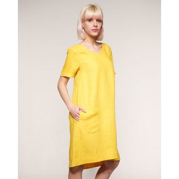 Alma & Lovis Legeres Kleid mit V-Ausschnitt aus reinem Leinen | Linen V-Neck Dress