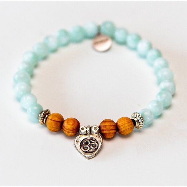Divasya Armband "OM Love" aus echten Natursteinen & Sandelholz mit 925 Silber