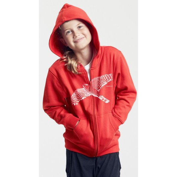 Peaces.bio - handbedruckte Biomode Bio-Kinder-Zip-Hoodie "Sperber"