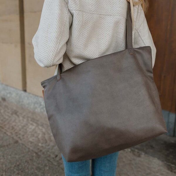 BOWLEANIES TASCHEN Mom Bag | Großer Shopper aus Lederfaserstoff mit Reißverschluss