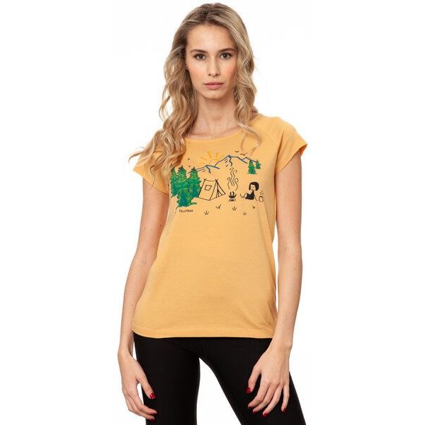 FellHerz Damen Raglan T-Shirt Camping Girl aus 100% Biobaumwolle