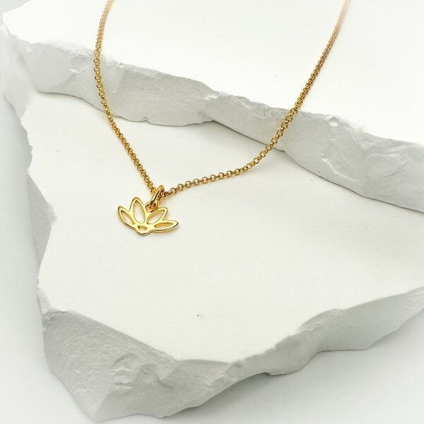 MOANINA Kette Bali Lotusblüte - 925 Silber/18k Gold Vermeil - 3 Längen