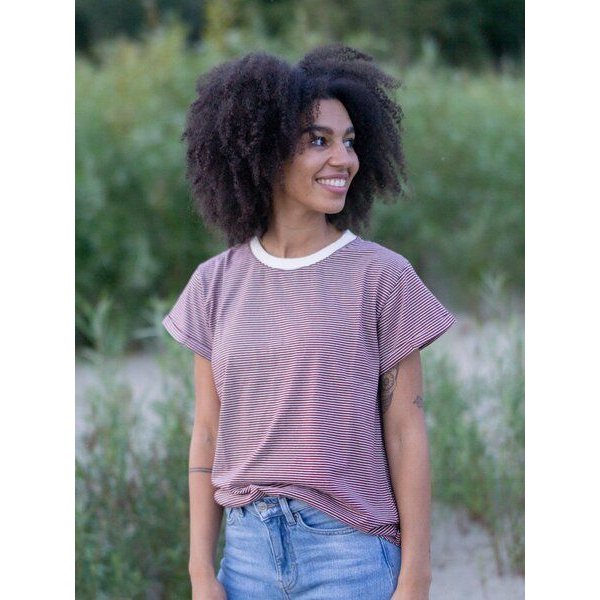 FUXBAU Frauen Streifenshirt - creme grün, bordeaux, blau oder senf