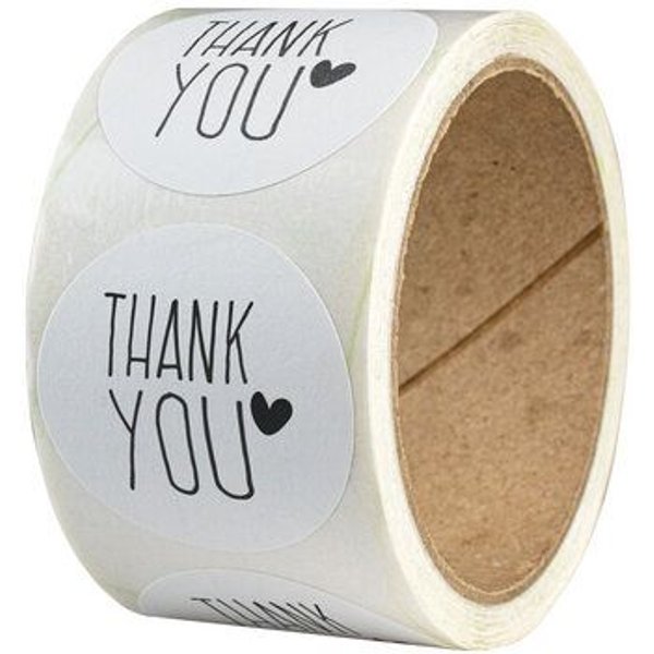 Fines Papeterie 50 Sticker * Thank you * verschiedene Motive * 4cm rund * auf Rolle * Naturpapier