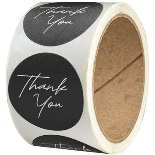Fines Papeterie 50 Sticker * Thank you * verschiedene Motive * 4cm rund * auf Rolle * Naturpapier