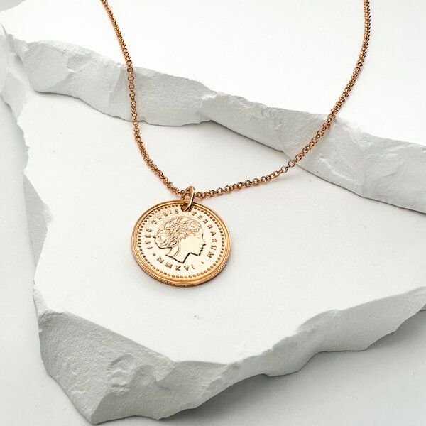 MOANINA Kette Münze Venezia - 925 Silber/18k Gold Vermeil - 3 Längen