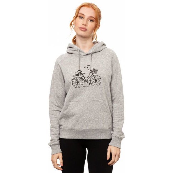 FellHerz Damen Hoodie Fahrrad-Mädchen grey melange aus 85% Biobaumwolle und 15% recyceltem Polyester
