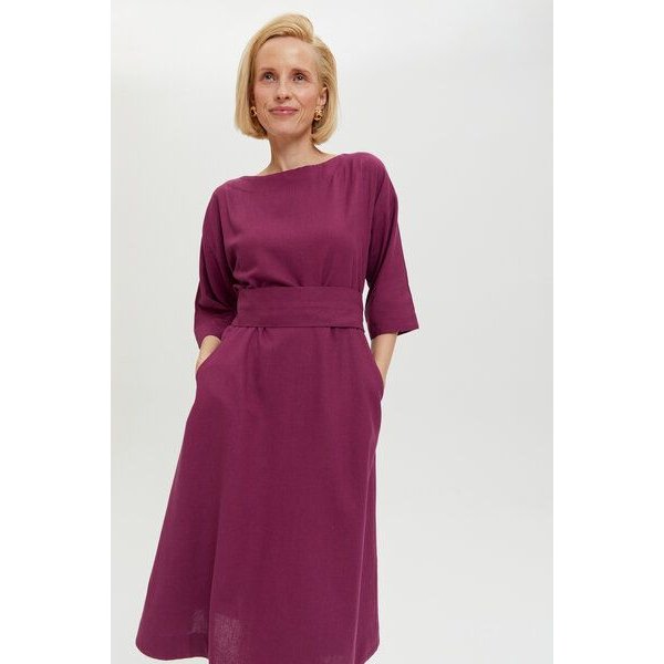AYANI Mane Midikleid aus Leinen & ECOVERO | Zeitloses Oversize-Kleid mit Kimono-Gürtel