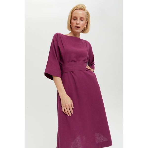 AYANI Mane Midikleid aus Leinen & ECOVERO | Zeitloses Oversize-Kleid mit Kimono-Gürtel